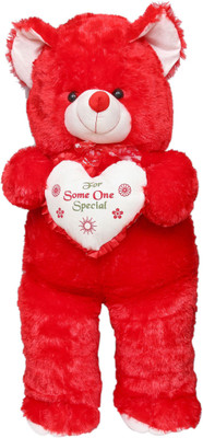 

ToynJoy Jumbo Size Ravishing 3.5 Feet Red Teddy bear Stuffed Toy With Heart - 105 cm(Red)