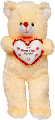 

ToynJoy Giant Jumbo Size Ravishing 3.5 Feet Peach Teddy bear Stuffed Toy With Heart - 105 cm(Peach)