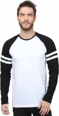 Himgiri International Solid Men Round Neck White, Black T-Shirt
