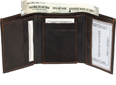

pocket bazar Boys Black Genuine Leather Wallet(7 Card Slots), Brown