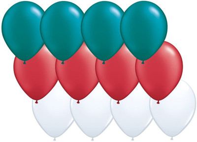 

Shop Online Solid Red, Green & White Balloon(Red, Green, White, Pack of 50)