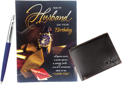 

Saugat Traders Birthday Gift For Husband - Birthday Greeting Card, Leather Mens Wallet & Parker Pen(Set of 3)