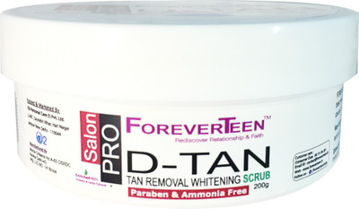 

ForeverTeen Paraben/Ammonia Free Salon Professional D-Tan Removal Whitening Scrub for Girls with Fruits/Herbs extracts(200 g)