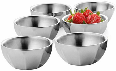 

Sayee Stainless Steel Bowl Set(Silver, Pack of 6)