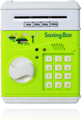 Toys Factory Piggy Bank In Hut Cartoon Print 901 ( MANY COLOURS) Coin Bank(Green, White)