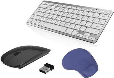 

ReTrack Super Slim Wireless Portable Wireless keyboard & Black Mouse With Wrist Mousepad Combo Set