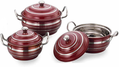 AIRAN RANGEELA COLLECTION Cookware Set(Steel, 3 - Piece), Brown