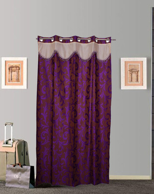 Tidy 210 cm (7 ft) Polyester Door Curtain Single Curtain(Self Design, Purple)