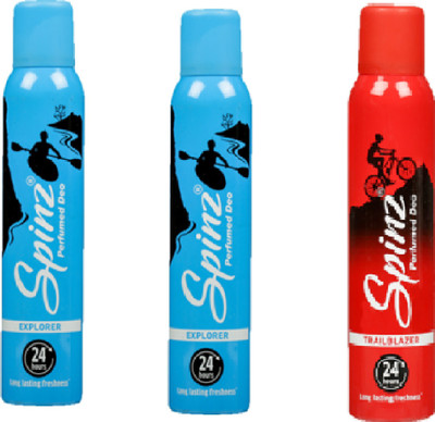 

spinz Trailblazer & 2 Explorer set of 3 Deodorant Spray - For Women(150 ml, Pack of 3)