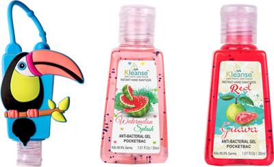 

kleanse Kleanse's Advanced Instant Hand Sanitizer - anti-bacterialn Water Melon & Red Guava sanitizer Gel with spider man 3D holder(30 ml, Pack of 3)
