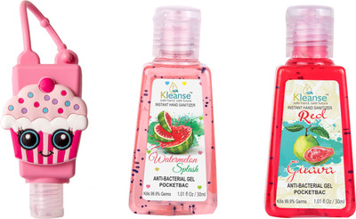 

kleanse Advanced Instant Hand Sanitizer - anti-bacterialn Water Melon & Red Guava sanitizer Gel(30 ml, Pack of 3)