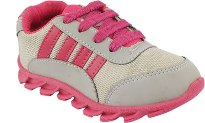 

BUNNIES Girls Lace Running Shoes(Grey, Pink