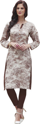 Saara Women Printed, Paisley Straight Kurta(Brown, Beige)