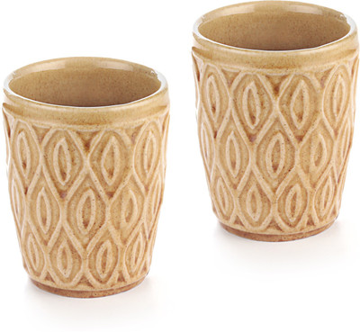 gifts & souvenir 3D KULLAR PATTERN DESIGN Set of 2-GOLD Ceramic Mug(250 ml, Pack of 2)