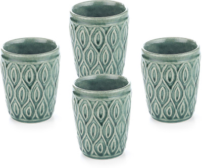 

gifts & souvenir 3D KULLAR PATTERN DESIGN Set of 4-GREEN Ceramic Mug(250 ml, Pack of 4)