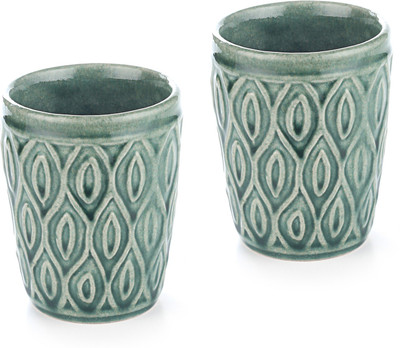

gifts & souvenir 3D KULLAR PATTERN DESIGN Set of 2-GREEN Ceramic Mug(250 ml, Pack of 2)