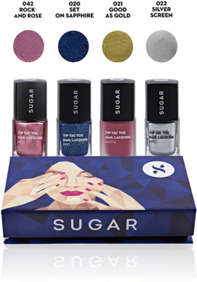 Sugar Tip Tac Toe "Bling It On!" Nail Lacquer Gift Box Multicolor(Pack of 4)