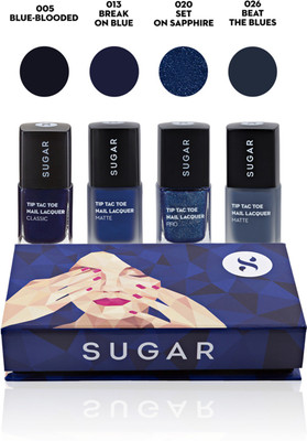 

Sugar Tip Tac Toe "Blue Is The New Black" Nail Lacquer Gift Box Multicolor(Pack of 4)