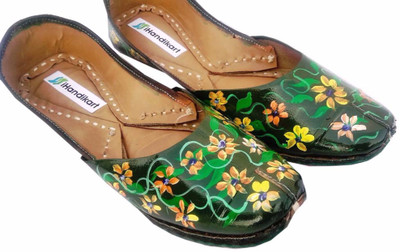 

iHandikart Handpainted Leather Jutti Jutis For Women(Multicolor, Multicolour