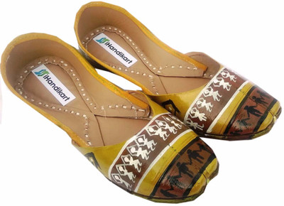 

iHandikart Handpainted Leather Jutti Jutis For Women(Multicolor, Multicolour
