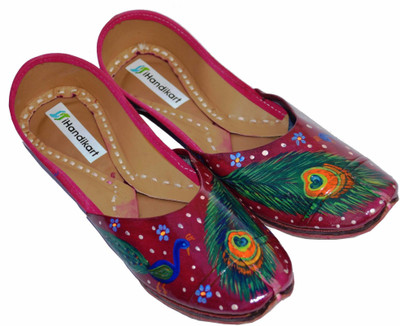 

iHandikart Handpainted Leather Jutti Jutis For Women(Multicolor, Multicolour