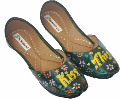 

iHandikart Handpainted Leather Jutti Jutis For Women(Multicolor, Multicolour