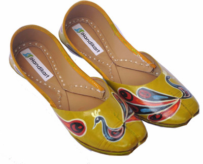 

iHandikart Handpainted Leather Jutti Jutis For Women(Multicolor, Multicolour