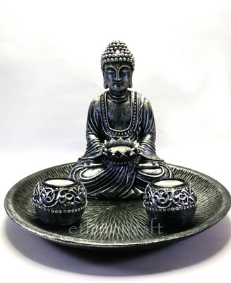 

AS Generic Meditating Buddha With Candle EC BDH CN 9021 Decorative Showpiece - 30 cm(Polyresin, Black)