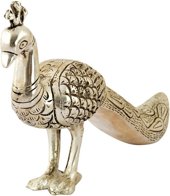 

HOUZZPLUS luminum Handicraft Peacock Figurine Decorative Showpiece - 14 cm(Aluminium, Silver)
