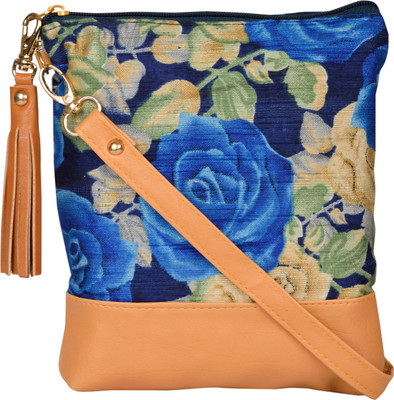 

Exotique Women Casual Blue Brocade Sling Bag