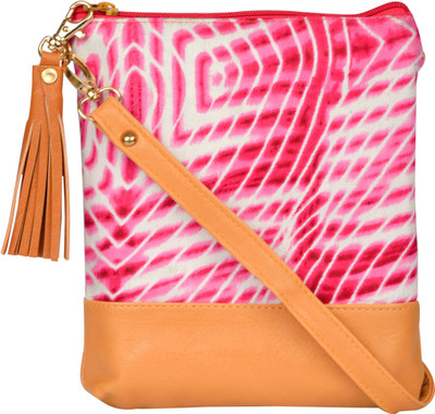 Exotique Women Casual Pink Brocade Sling Bag
