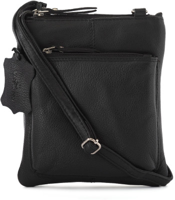 

Visstosso Girls Black Genuine Leather Sling Bag