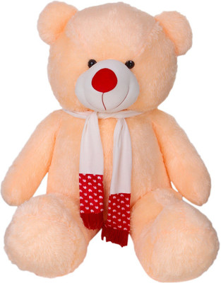 

ToynJoy Big Jumbo Size Lovely 3.5 Feet Peach Teddy Bear with Muffler - 105 cm(Peach)