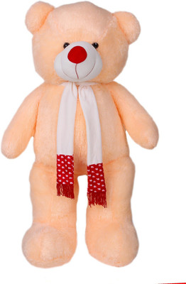 

ToynJoy Lovable & Dazzling 3.5 Feet Peach Teddy Bear Stuffed Toy with Muffler - 107 cm(Peach)