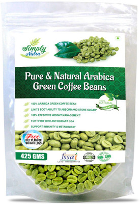 

Simply Nutra Green Coffee Beans for Weight Loss 425Gm, Arabica Grade "A" Coffee Beans, Decaffeinated & Unroasted contains Chlorogenic Acid (GCA/CGA) for Weight Loss(425 g)
