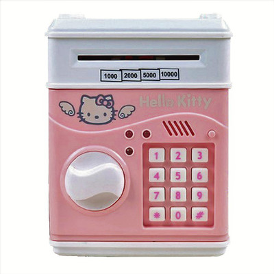 

Darling Toys UV Money Detector Cartoon Printed Money Safe Kids Piggy Savings ATM Bank with Electronic Lock Coin Bank(Pink, White)