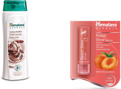 

Himalaya coca butter intensive body lotion, peach shine lip balm(Set of 2)