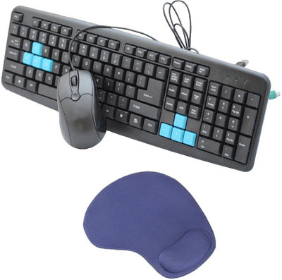 ReTrack Light-Emitting Usb Mouse And PS2 Keyboard With Wrist Mousepad Combo Set