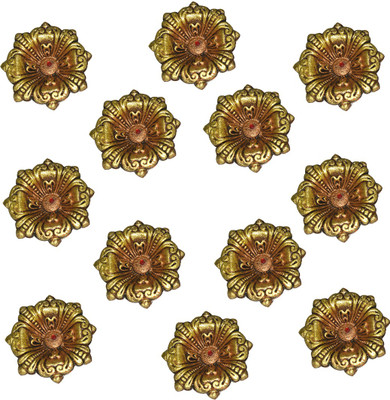 

Craft Art India Handmade Earthen Clay/Terracotta Decorative Earthenware (Pack of 12) Table Diya Set(Height: 1 inch)