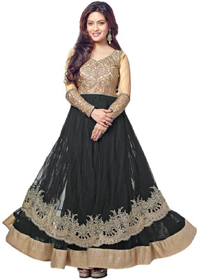 

Viha Floral Print Kurta & Churidar(Stitched), Black