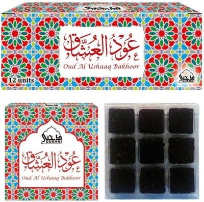 

Dukhni Oud Al Ushaaq Tray Bakhoor (9x12 Pcs) Celebration Pack Agarbattis(198 Units)