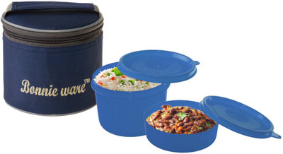 

Little Swan Trendy Twin Lunch Box 2 Containers Lunch Box(700 ml), Black;blue