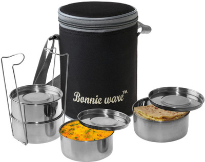 

Little Swan Mighty - 4 Lunch Box 4 Containers Lunch Box(1200 ml), Black