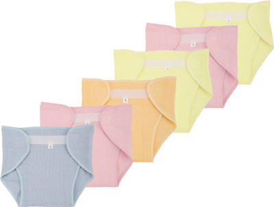 

kidiCat New Born Baby Multicolor Muslin Cotton Thick Cloth Diaper/Langot Nappies with Velcro (Pack Of 6, 6 to 9 months