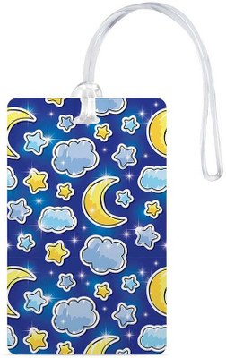 100yellow Luggage Tags- Moon & Star Printed Blue Color High Quality Gloss Finish PVC Travel/Bag Tag with Silicon Strap- Ideal For Kids Luggage Tag(Multicolor) available at flipkart for Rs.119