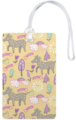 

100yellow Luggage Tags- Printed Colorful High Quality Gloss Finish PVC Travel/Bag Tag with Silicon Strap- Ideal For Gift Luggage Tag(Multicolor)