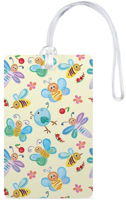 

100yellow Luggage Tags- Bird Printed Beige High Quality Gloss Finish PVC Travel/Bag Tag with Silicon Strap- Ideal For Gift Luggage Tag(Multicolor)