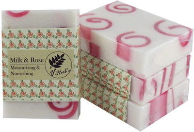 

vherbs Handcrafted Milk Rose Soap - Pack of 4(200 g, Pack of 4)