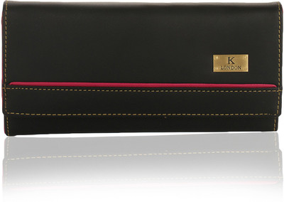 

K London Women Casual Black Artificial Leather Wallet(4 Card Slots), Black;pink