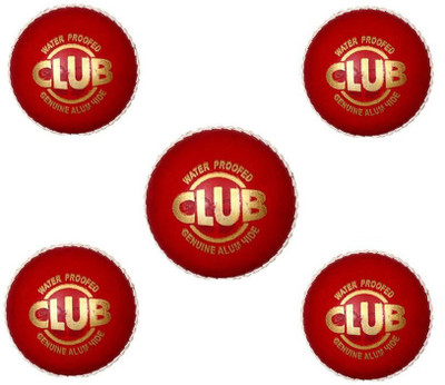 Tima Club Genuine Leather Cricket Ball 2Pc Set of 6 Standard International Size Cricket Leather Ball(Pack of 6, Red)